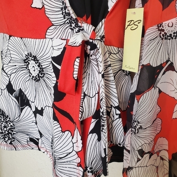 Per Seption Concept Blouse Black, White & Red Office Career Work (S) - Picture 9 of 12